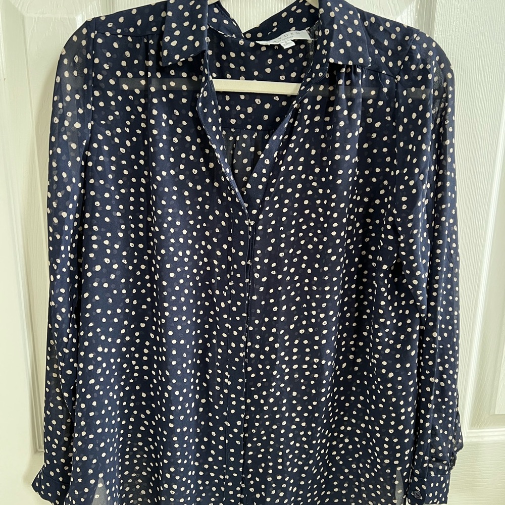 Hayden Navy and White Polka Dot Blouse